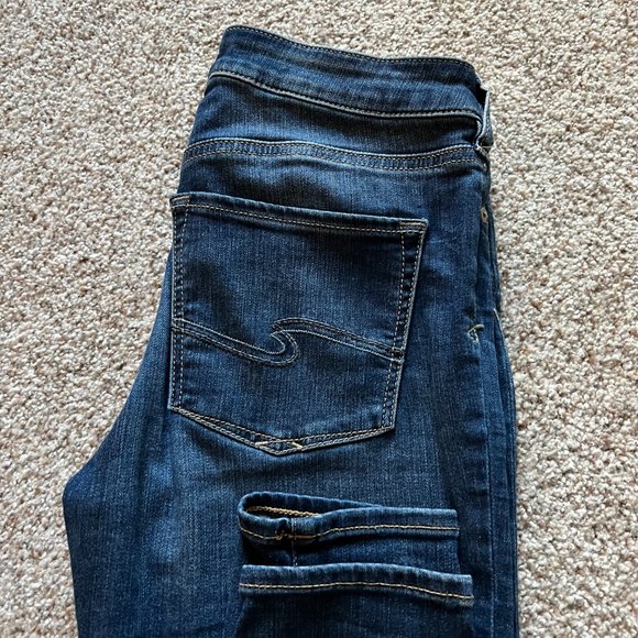 Silver Jeans Denim - Silver Jeans Womens 28 Dark Wash Blue Bleecker Mid-Rise Jegging Jeans